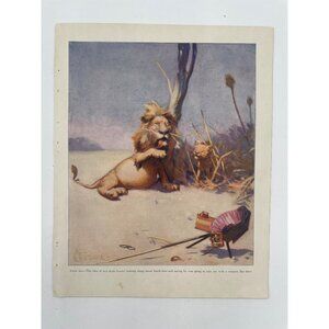 Vintage 1920s Art Print "Uncle Leo" By T.T. Davis Humorous Lion Illustration